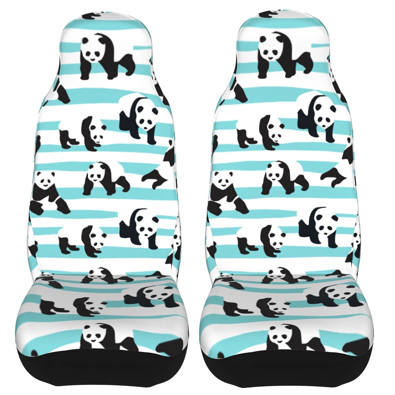 Docsckus 2 PCS Car Seat Covers Vehicle Cushion Protector, Auto Interior Accessories Universal Fit Most Car, Truck, SUV, or Van Cute Panda