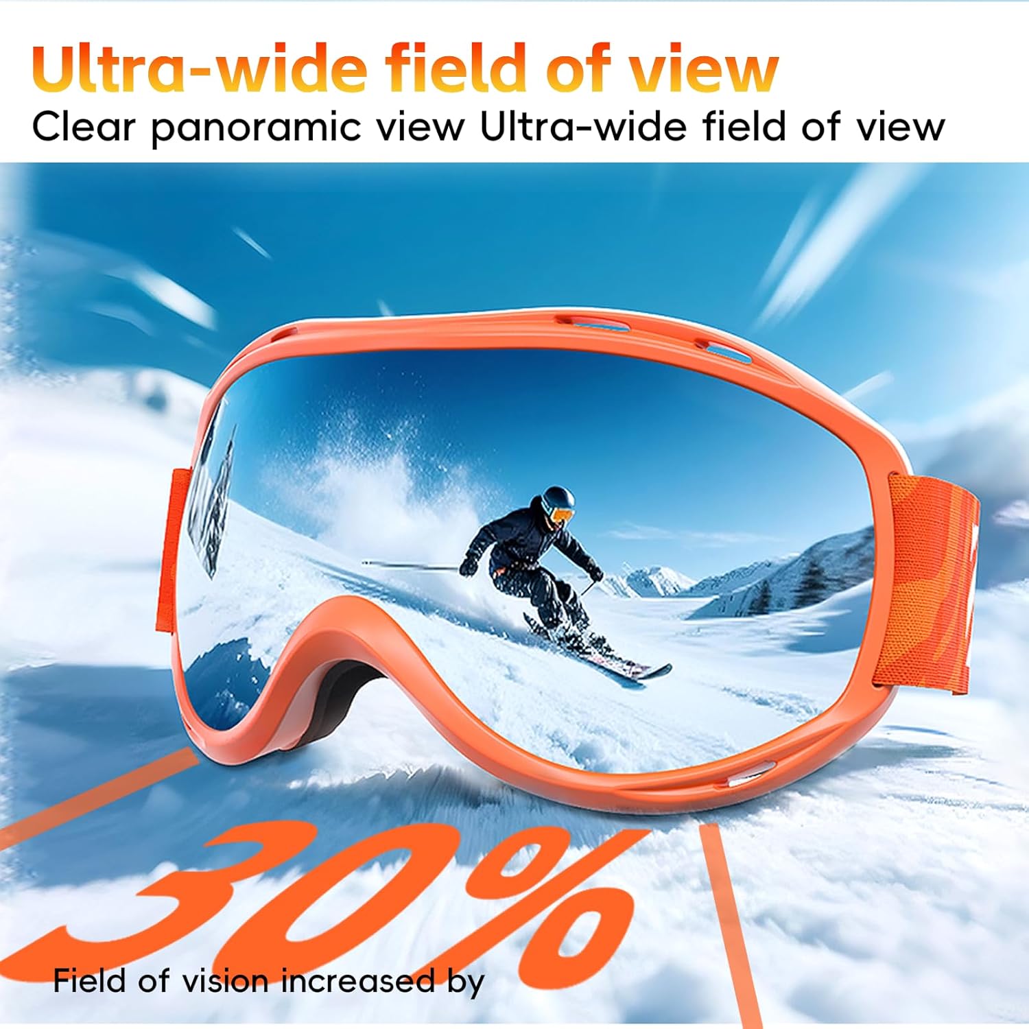 IPOA-Spherical Ski Goggles – PC Lens, TPU Frame, UV400 Protection, Anti-Fog Inner Lens, Snowboard & Skiing Eyewear