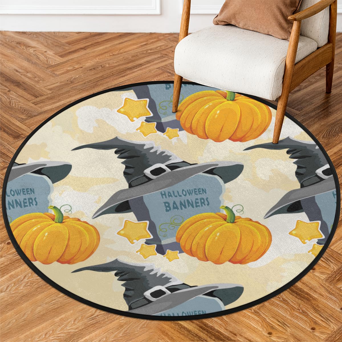 Halloween dynia nagrobek okrągły dywan 150 cm okrągły dywanik miękki antypoślizgowy zmywalny wewnętrzna mata podłogowa ultracienki dywan dekoracyjny do przedpokoju, sypialni, łazienki, salonu