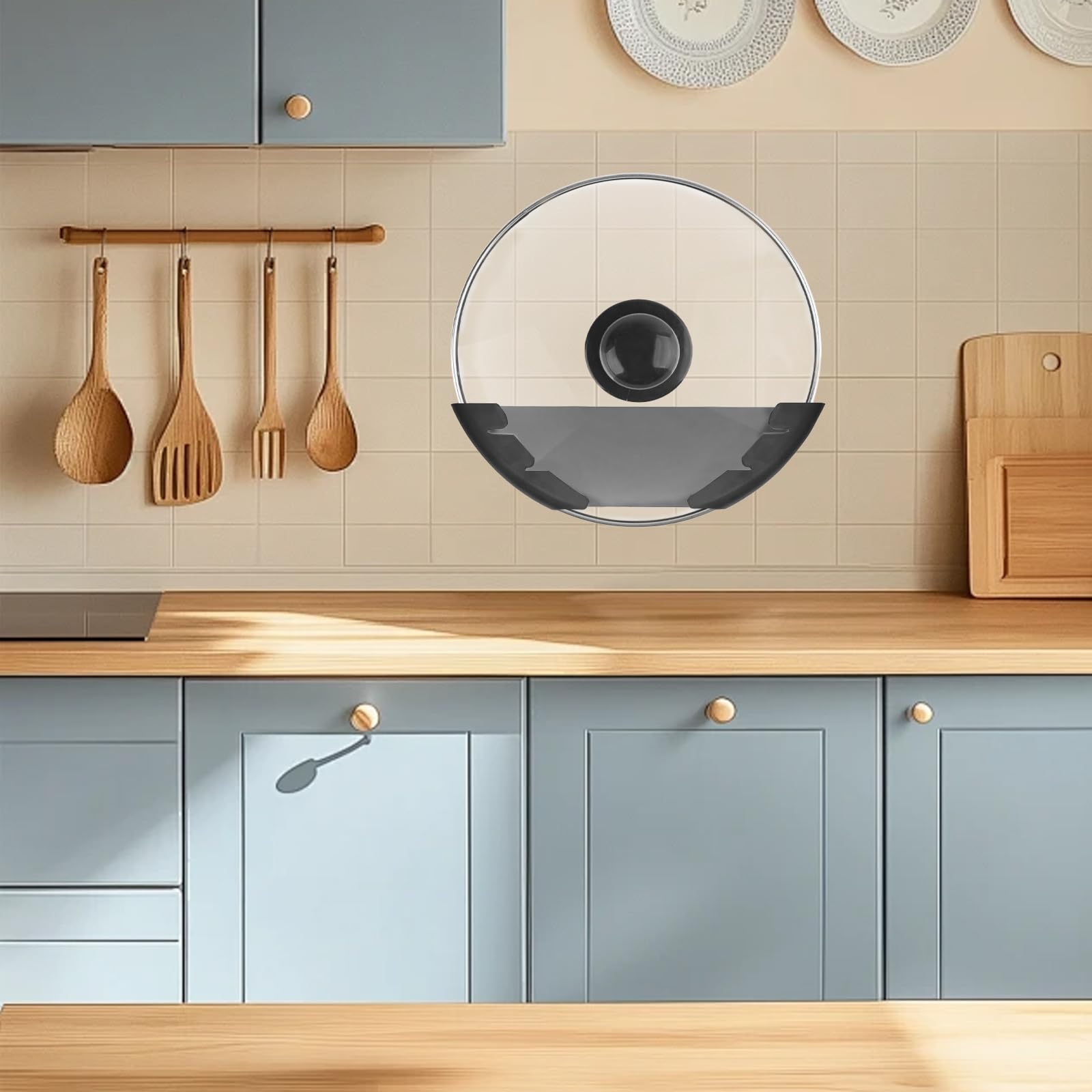 4er Set Topfdeckelhalter Selbstklebend - ABS Kunststoff Halterung Für Küche