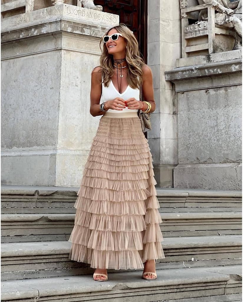 Amazon.com: KrrNFYSG Womens Long Skirts Casual Elastic High