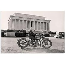 1937 Dc Motorcycle Photo First Woman Rider Harley Davidson Wall Art Decor Posters for Living Room Kitchen Bedroom Hallway Office Wall Decorations 30x20inch(75x50cm) Unframe-style