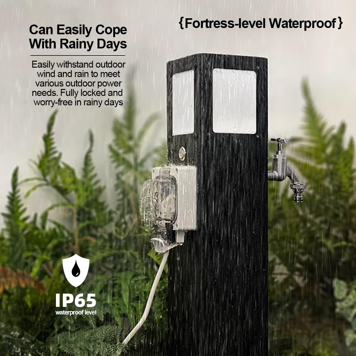 Multifunctional Smart Outdoor Faucet Column, IP66 Waterproof, Antifreeze, Floor Mounted Water Tap for Garden, Courtyard & RV Camping (60cm/23.6in)