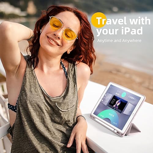 Miniatura 45 de Akkerds - Funda para iPad 10.2 2020, iPad 8ª generación/2019, iPad 7ª generación, con soporte para lápiz. Funda protectora premium con parte trasera