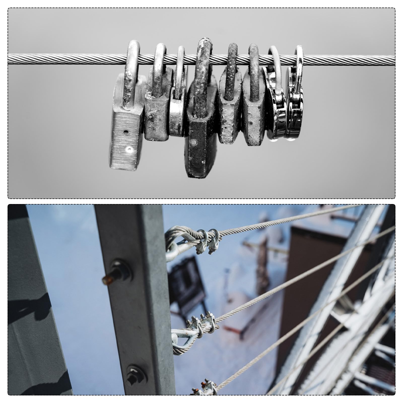 QUARKZMAN 100 ft (30 M) 304 3/64" (1 mm) powlekany winylem z 10 szt. aluminiowych rękawów do wieszania, suszarki, przezroczystej podnoszenia