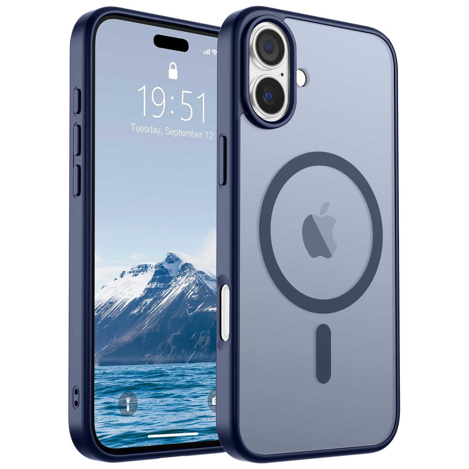 SUPFINE Magnetic for iPhone 16 Case (Compatible with MagSafe) (Military Grade Drop Protection) Slim Translucent Matte Shockproof with Anti-Fingerprint Phone Case,Navy Blue