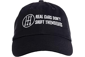 Real Cars Don't Shift Themselves Funny Auto Racing Mechanic Manual Baseball Cap Dad Hat Black