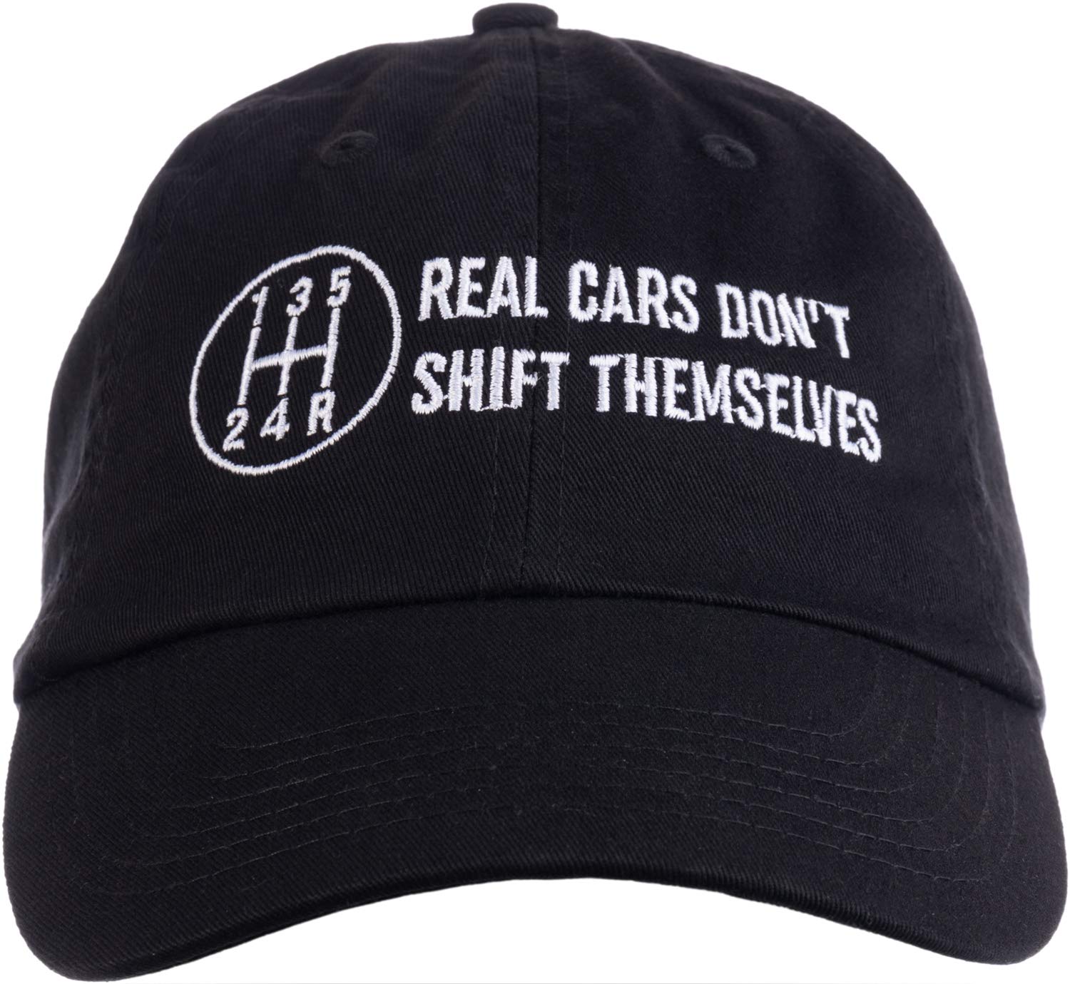 Real Cars Don't Shift Themselves | Funny Auto Racing Mechanic Manual Baseball Cap Dad Hat Black