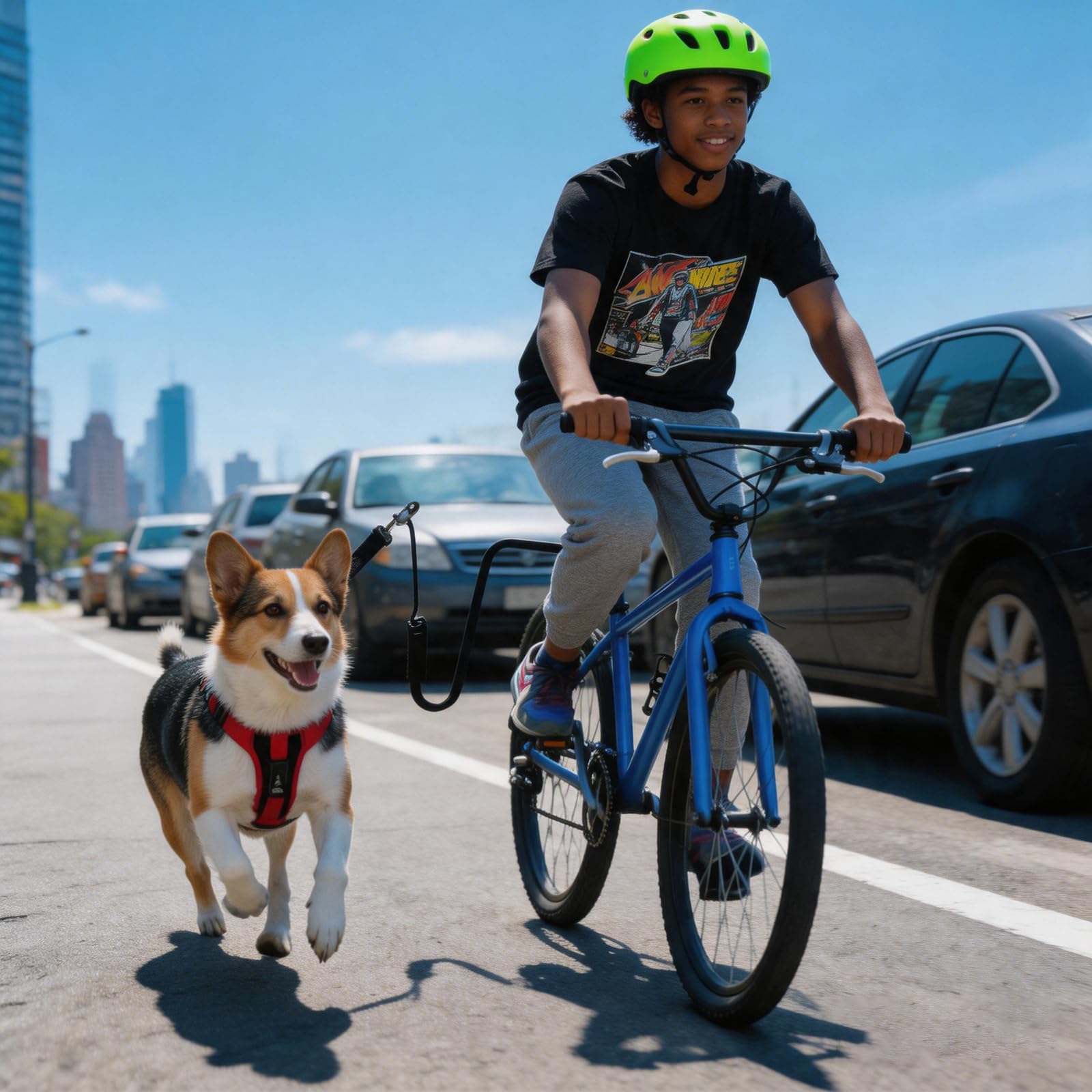 Laisse de vélo pour chien - Laisse de vélo pour chien - Laisse mains libres - Absorption des chocs - Laisse pour chien de vélo pour la course, le jogging, la randonnée - Noir