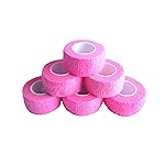 Transun Moo 6 Pack 1 x 5 Yards Self Adhesive Bandage Wrap Breathable Cohesive Vet Wrap for Pets, Elastic Self-Adherent Tape for Sports, Wrist, Ankle (Pink)