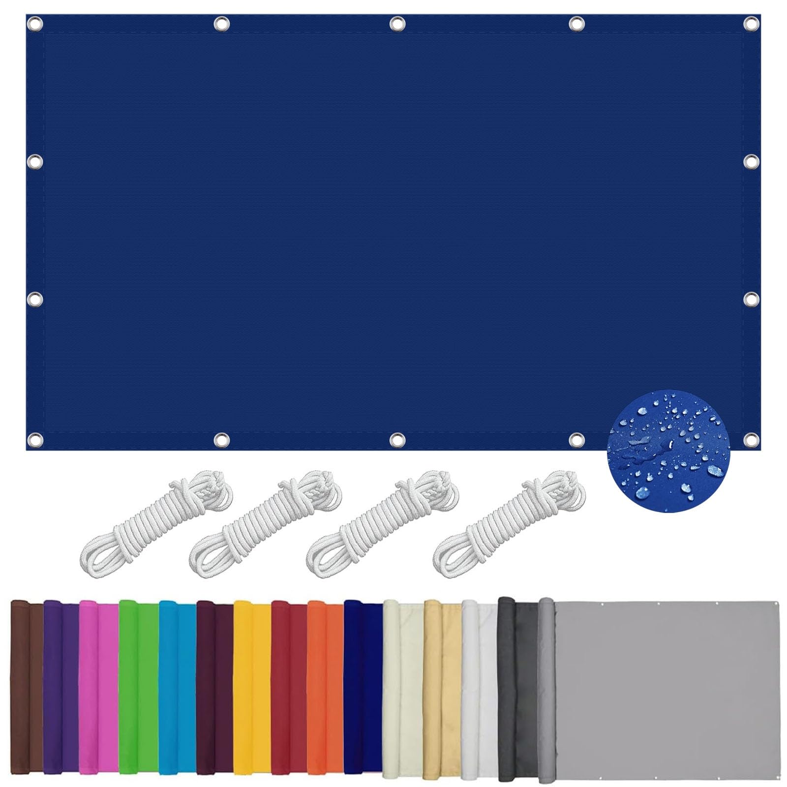 Voile d'ombrage rectangulaire pour aménager un jardin ou un balcon bleu