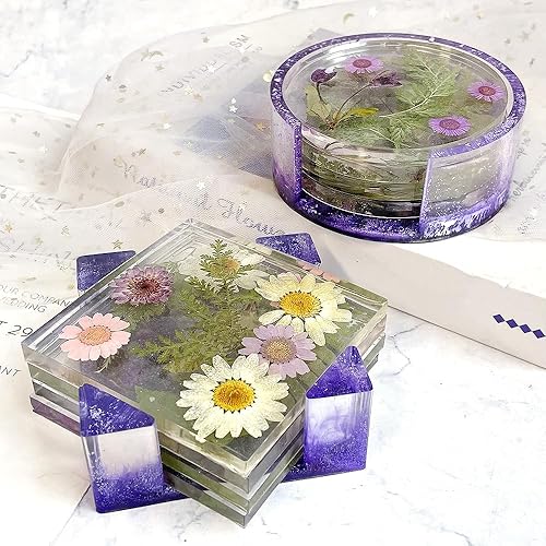 Miniatura 4 de RESINWORLD Juego de moldes para posavasos de resina, 10 moldes de silicona mejorados, kit de caja de almacenamiento para fundición de resina, moldes