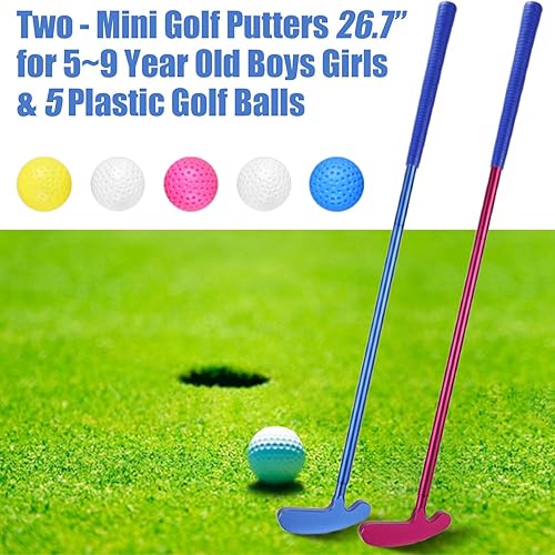 Miniatura 6 de Wassteel Kids Metal Golf Clubs Toys, Beginners Metal Golf Putter with 5 Plastic Balls, 2 Metal Golf Clubs - Outdoor Sport Toys Gift for 6 7 8 9 Year
