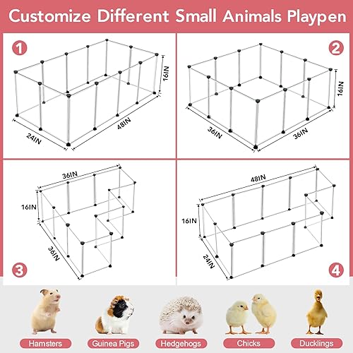 Miniatura 11 de Corralito portátil para animales pequeños, 24 paneles, 121.9 x 60.9 x 71 cm, cercado de plástico, corralito para cachorros de interior y exterior