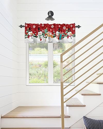 Miniatura 6 de Cenefas de muñeco de nieve de Navidad para cocina, cafetería, árbol de Navidad de invierno, copos de nieve, cenefa de ventana de dibujos animados,
