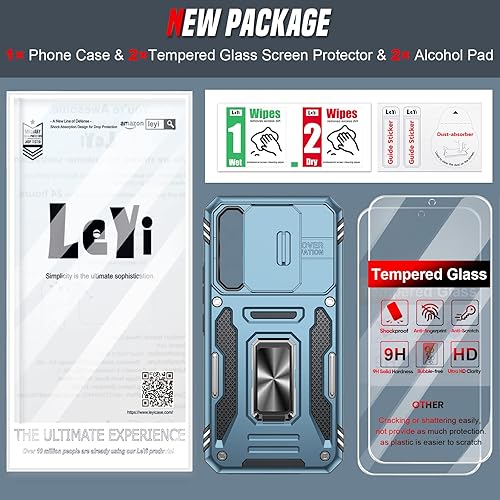 Miniatura 8 de LeYi Funda para Samsung Galaxy A54 5G funda para Samsung Galaxy A54 con cubierta deslizante para cámara + 2 protectores de pantalla, anillo