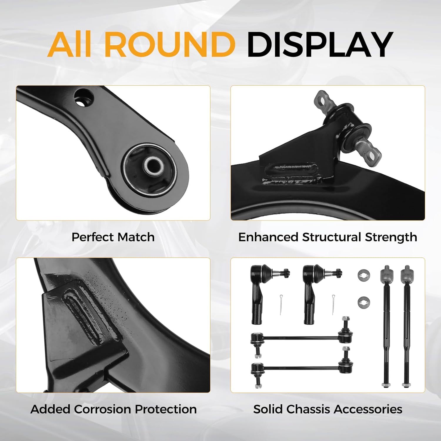 PAROD 8PCS RK620302 RK620301 Front Right Left Lower Control Arm Assembly Fit for 2005-2010 Chevy Cobalt, 2006-2011 HHR, 2007-2009 Pontiac G5, 2005-2006 Pursuit - FE1 Suspension Only