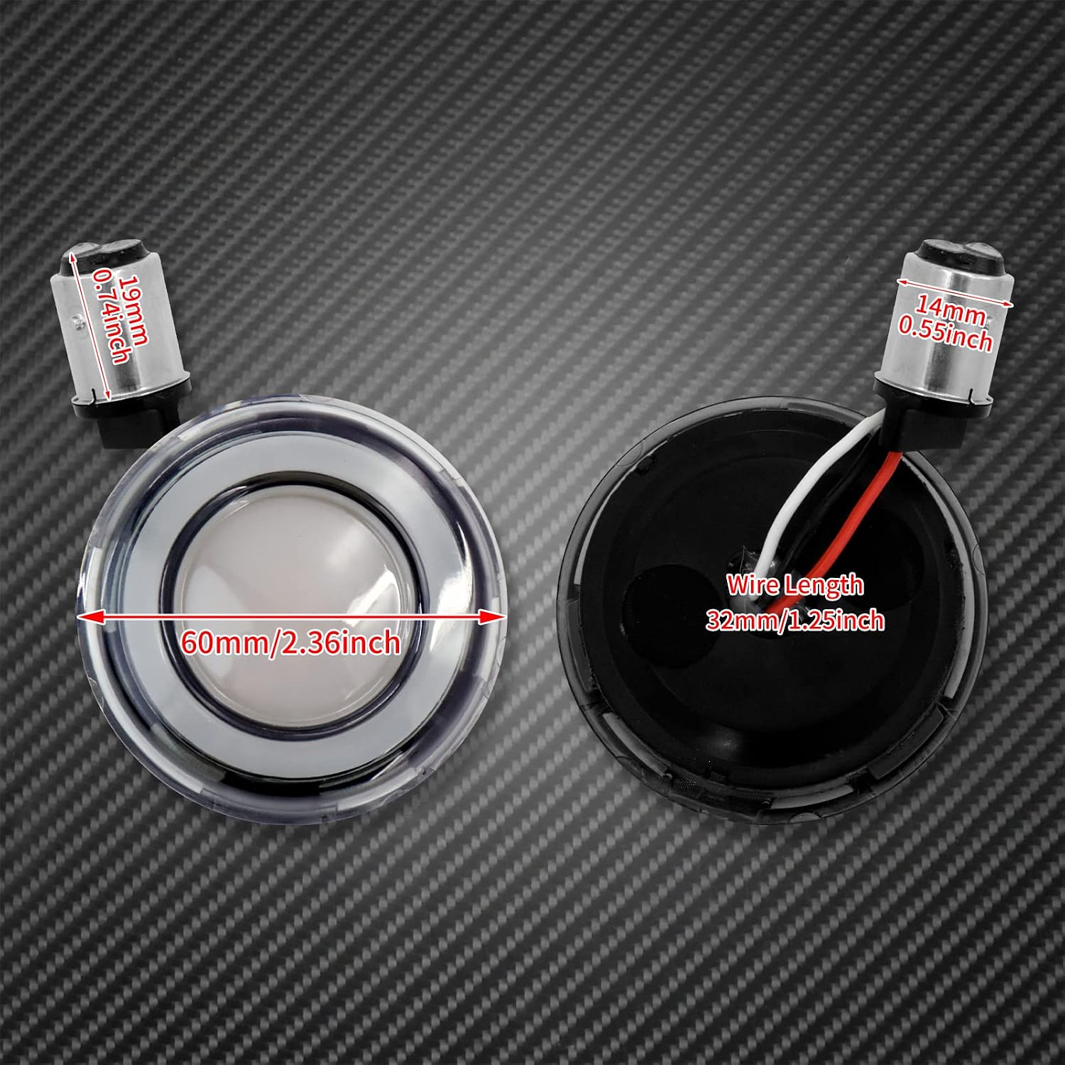 Motorcycle LED Turn Signal Light Bullet Style 1157 Front Indicator Lights Mini Fit for Harley Touring Road King Softail Dyna Sportster 883 1200 Grey