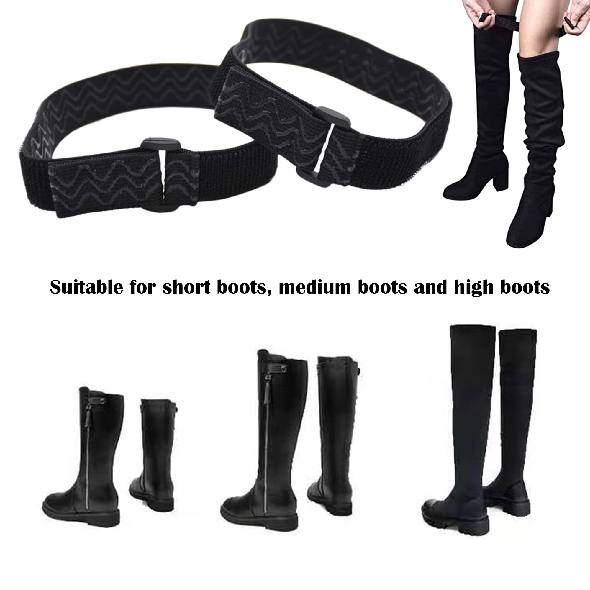 2 Par Correas de Botas Largas Fijas botas antideslizantes correas de cinturón fijas Correas para botas largas correas antideslizantes para botas altas con 20 Piezas de Cinta Adhesiva Gancho