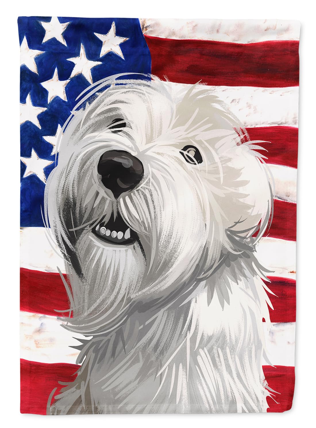Drapeau américain Sealyham Terrier décor extérieur pour jardin et façade de maison