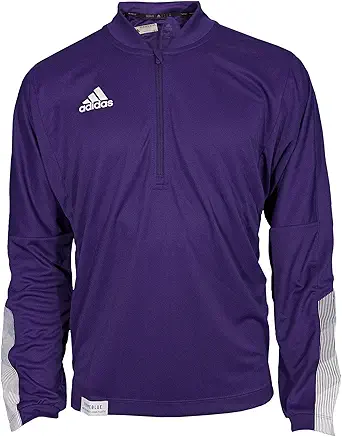 adidas Mens Long Sleeve 1/4 Zip Knit Fleece Pullover Sweatshirt, Team Collegiate Burgundy/White