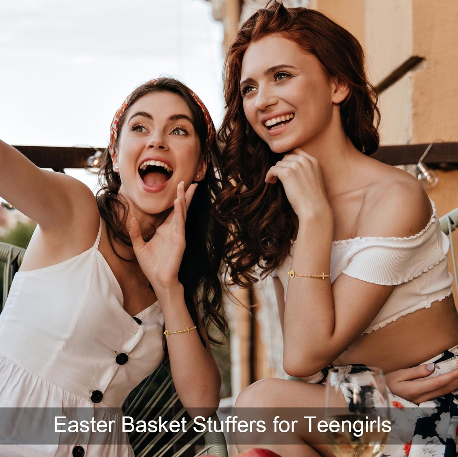 Raicegs Cross Bracelet with Initial 18K Gold Initial Bracelets for Women Teen Colorful Dainty Link Chain Bracelets Christian Gifts for Women Faith Jewelry - Image 7