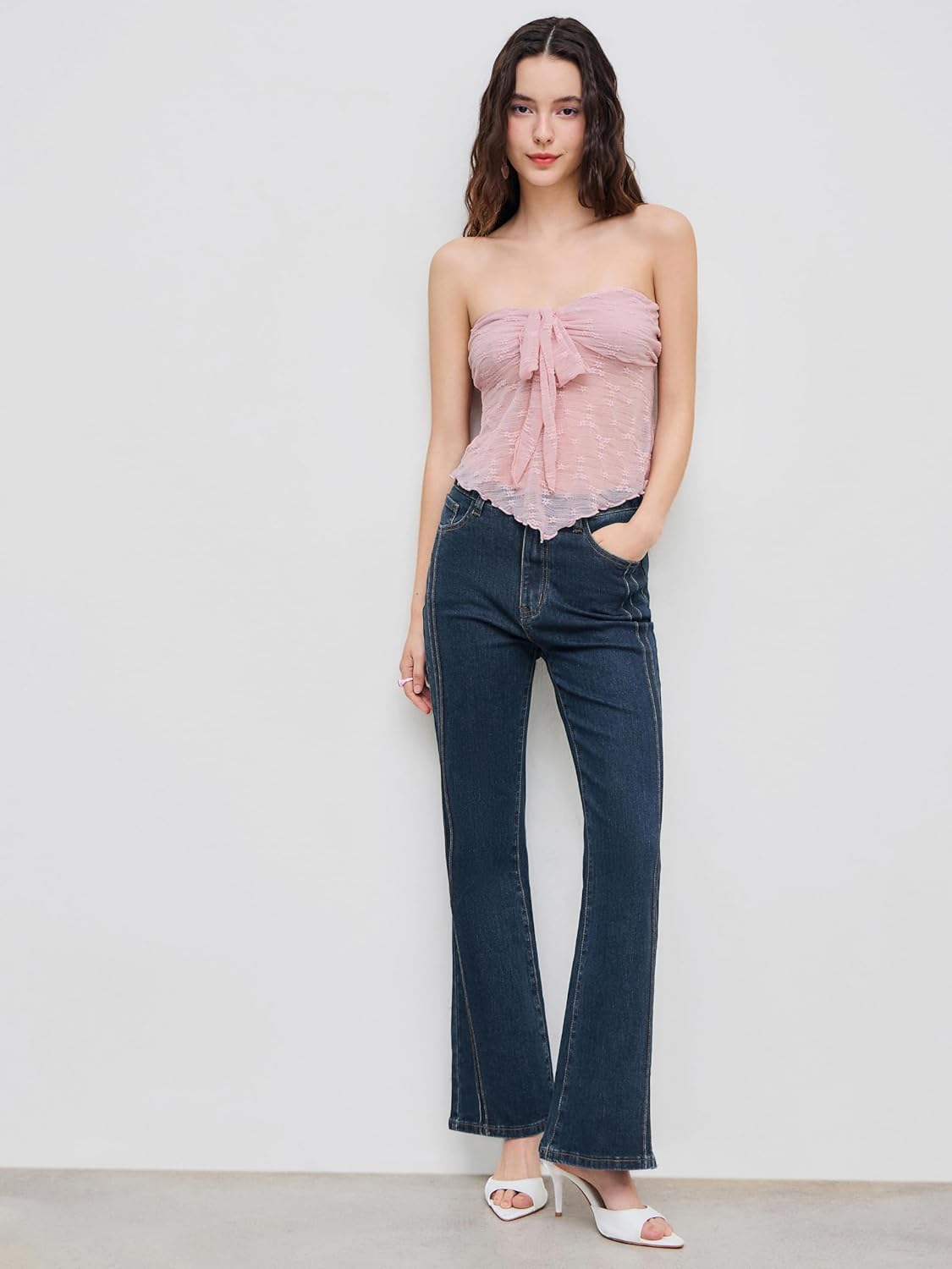 CIDER High Stretch Denim High Rise Solid Flared Jeans - Image 6