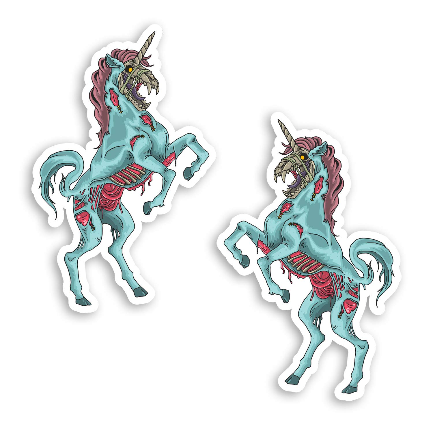 Destination Vinyl Ltd Multi 2 X 10Cm Zombie Unicorn Vinyl Stickers - Zombies Horror Scary Sticker #29102