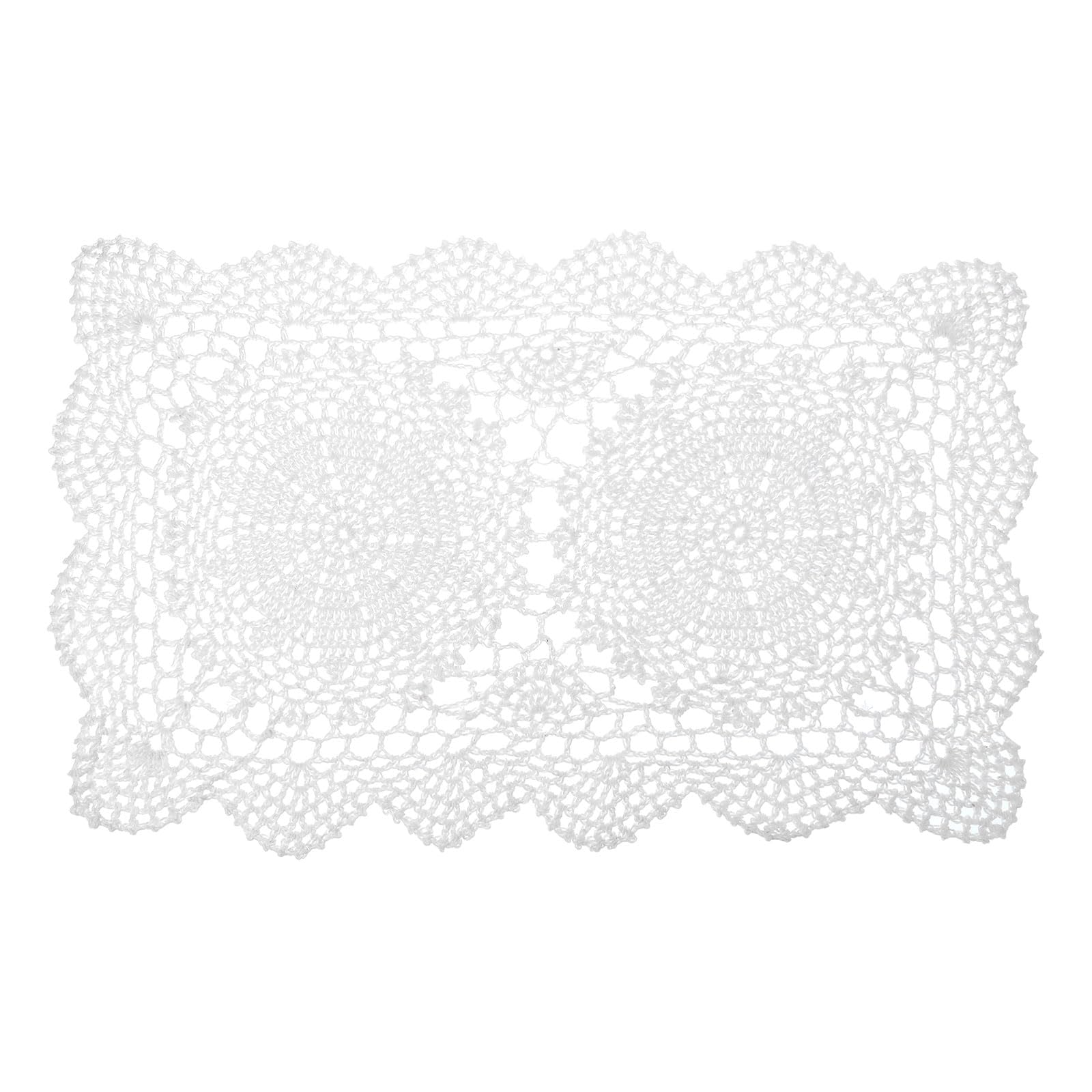 Napperon en crochet blanc rectangulaire en coton et polyester pour set de table