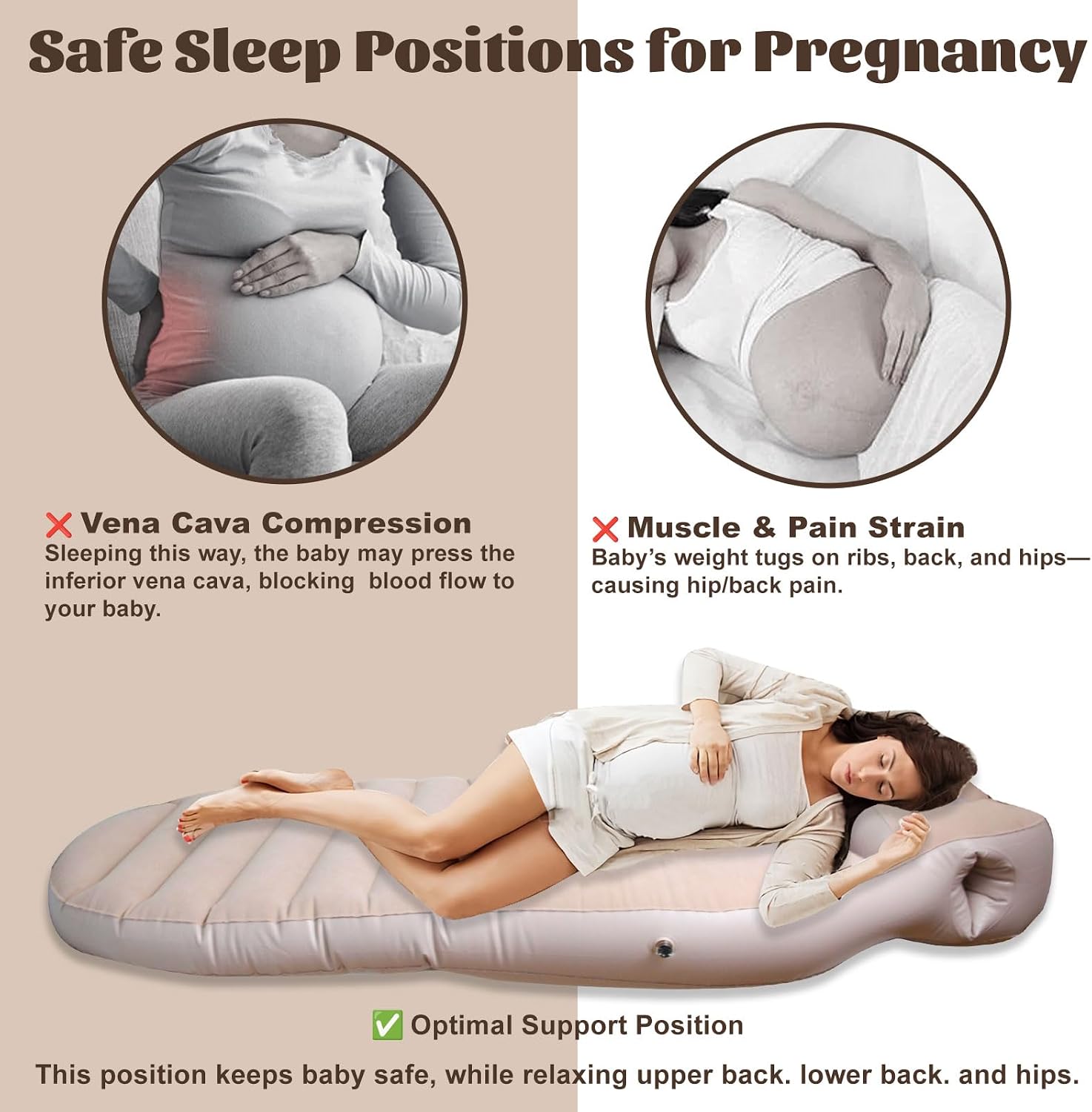 Inflatable Pregnancy Pillow for Stomach Sleepers – Full Body Maternity Airbed with Belly & Head Hole – Relieves Back Pain, SPD & Hip Pressure – Portable, Lightweight (Grey)
