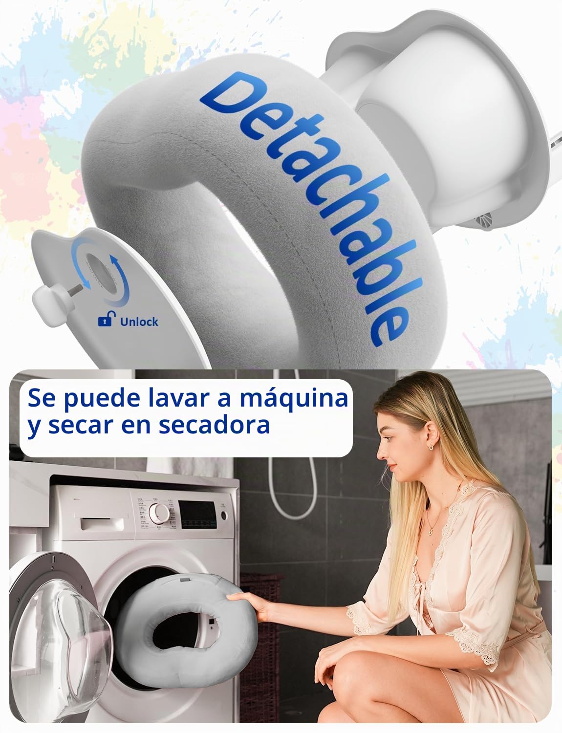 Soporte para Tablet y Sostén de Cojín para E-Reader con 2 Bandejas Desmontables & Cojín de Felpa Suave para Cama/Regazo Compatible con Kindle, Kobo, iPad, iPhone, Android, Otros Dispositivos 4,7–16.1″