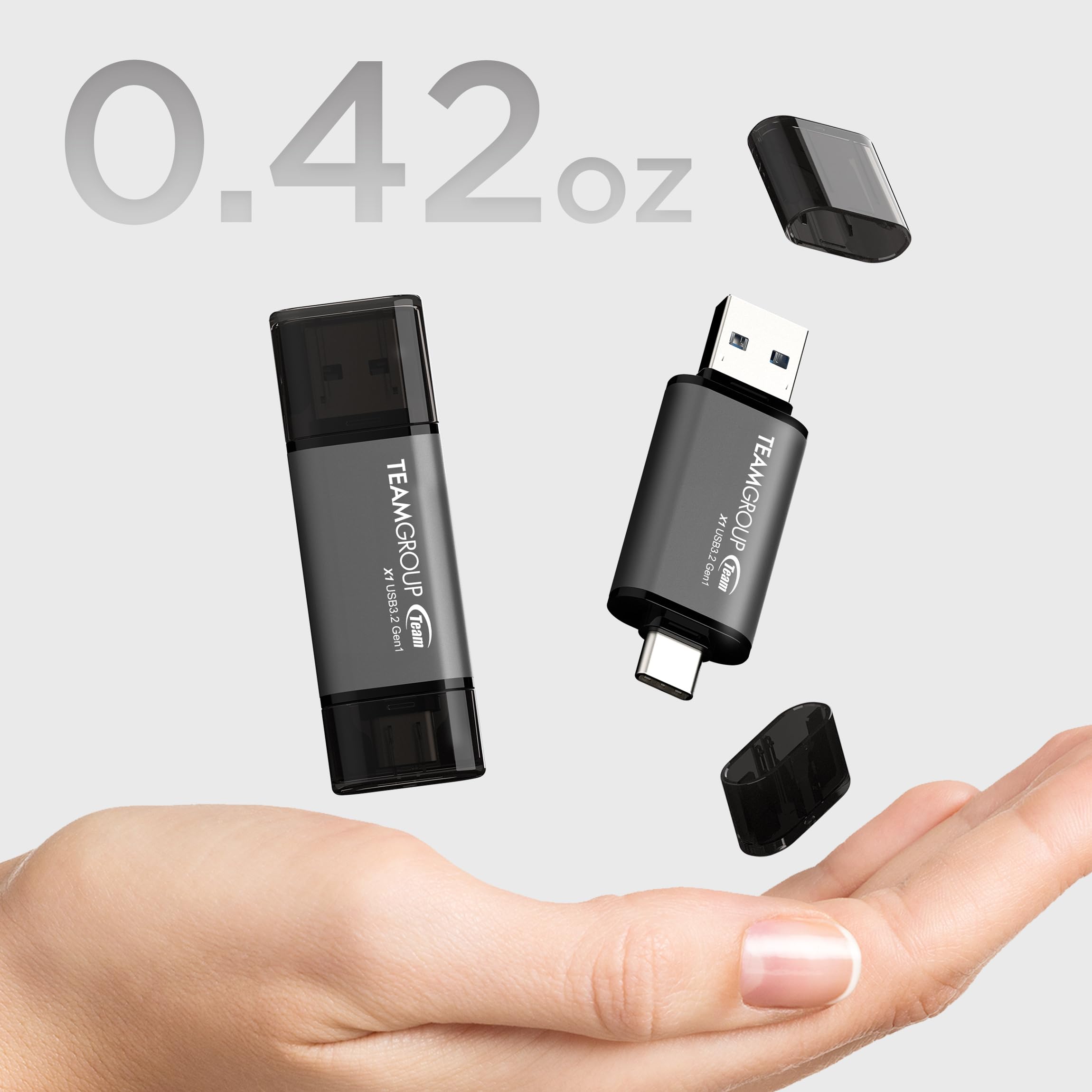 TEAMGROUP 1 chiavetta USB da 256 GB, 100 MB/s, 3.2 Gen 1, tipo A e tipo C (3.1/3.0) OTG, doppia interfaccia USB, memoria flash drive compatibile con smartphone/tablet/laptop/PC/MacBook TX13256GC01