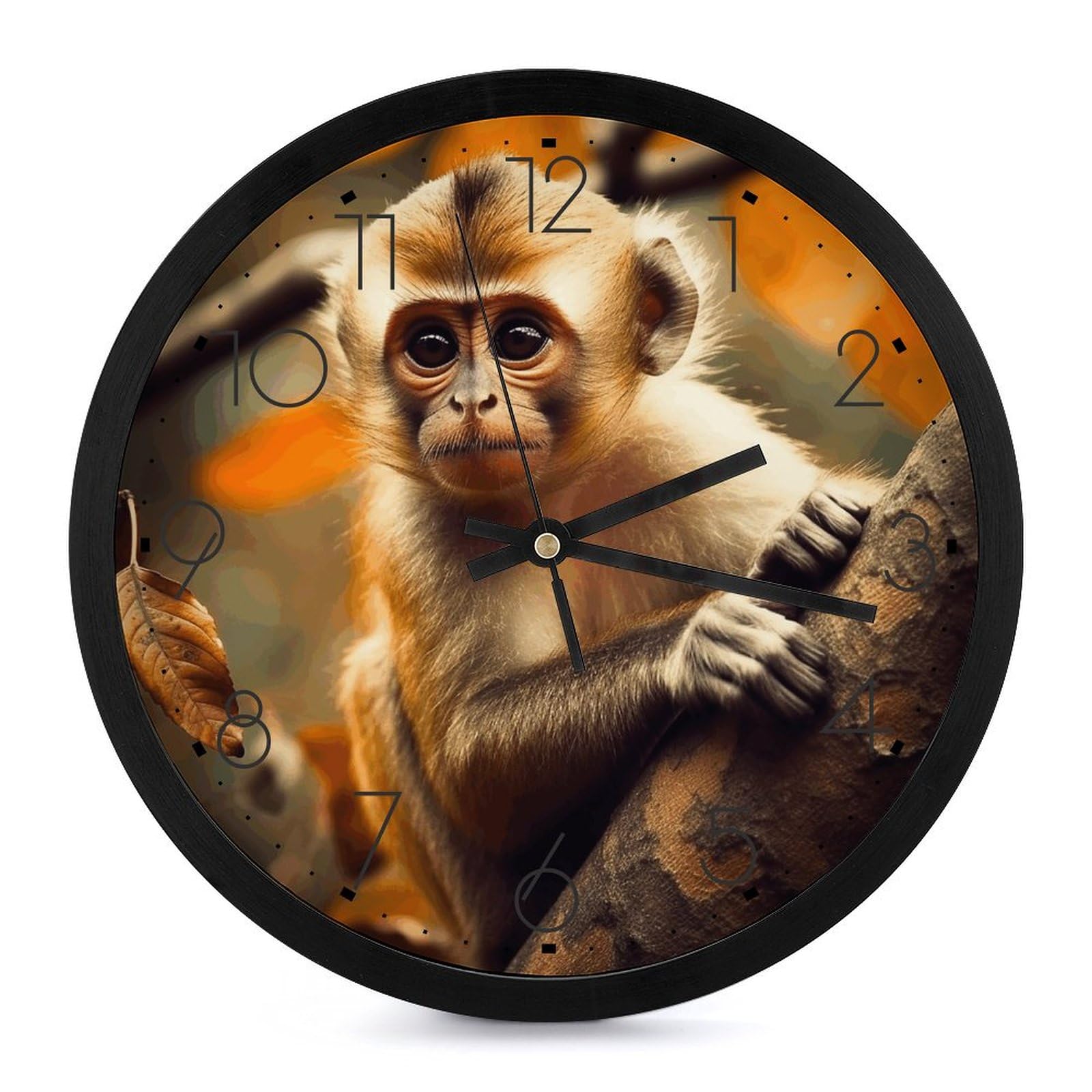 Horloge murale numérique LED grand format avec motif singe ludique pour salon