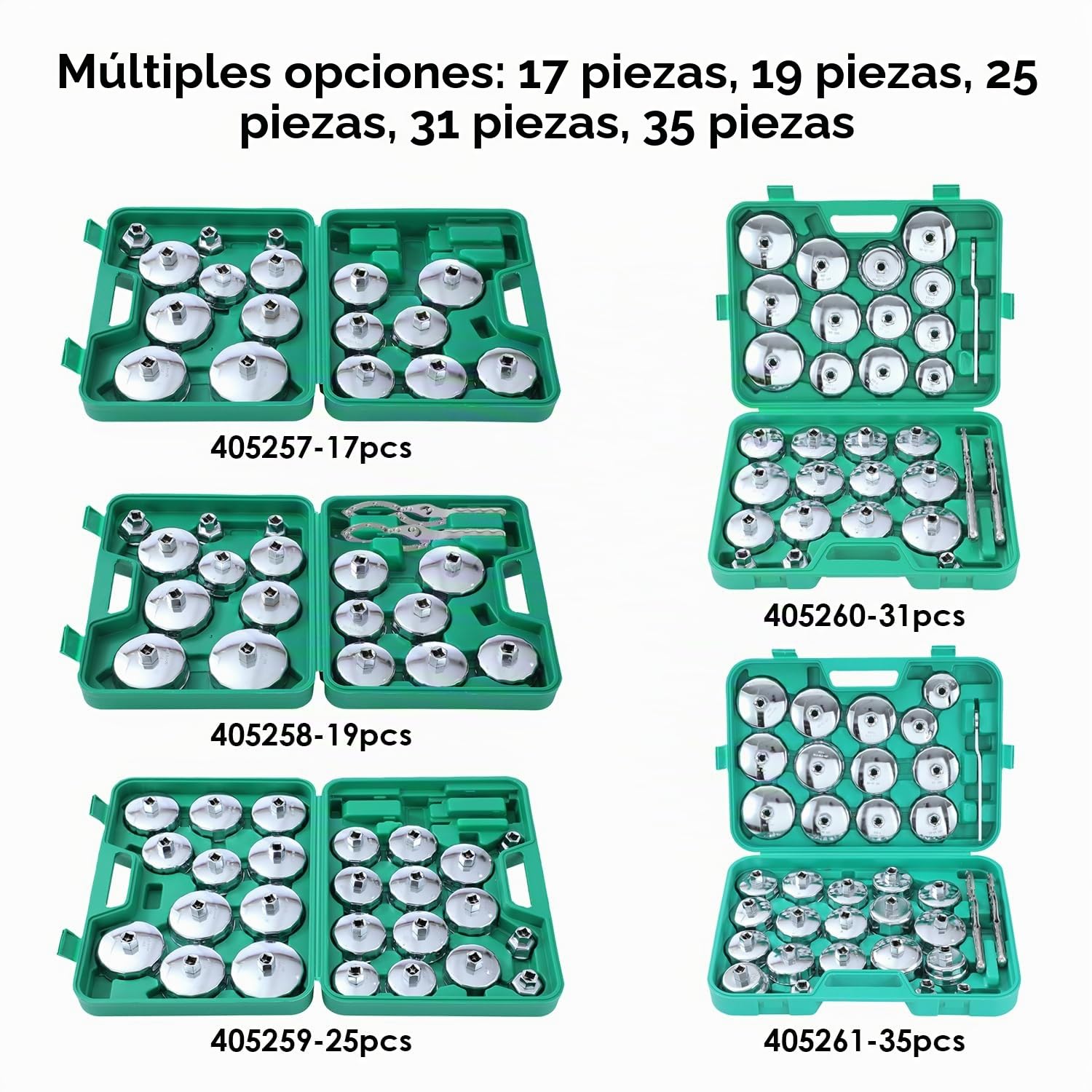 TOPWAY 35 PCs 1/2" Juego de Vasos para Llaves de Filtro de Aceite con 2 Esposas Tipo de Llave de Filtro de Aceite de Ajustable y Llave, Acero Inoxidable, para Reparación de Automática