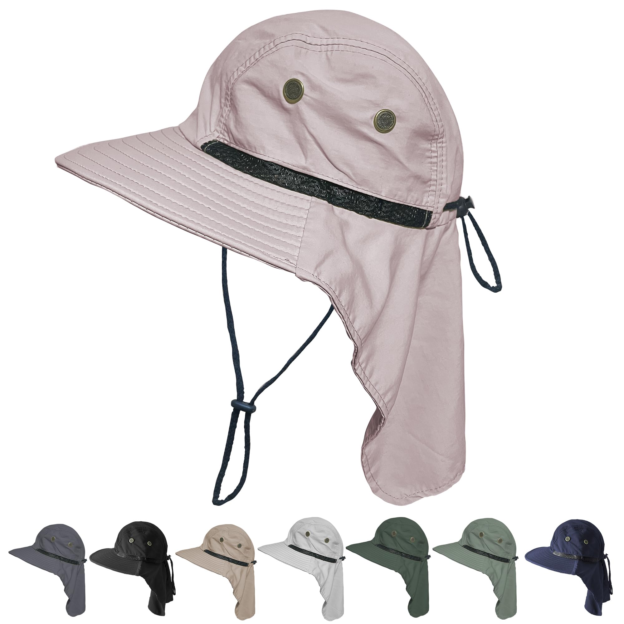 YUSONS Sombrero Pescador Hombre con Protector de Cuello, Sombrero Senderismo con Orejeras para el Sol, Talla única