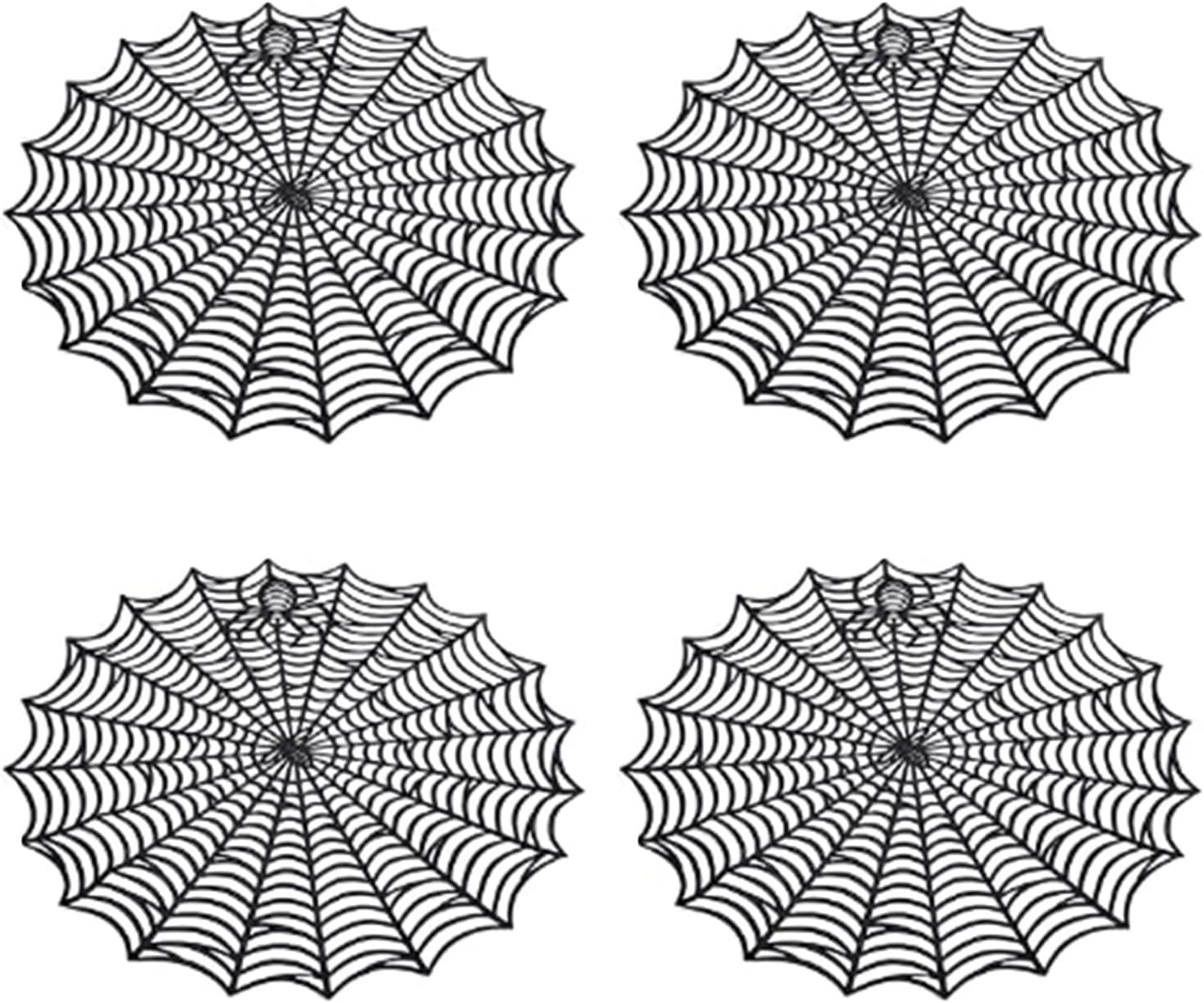 mdgfge Halloween Spider Web Placemats, 15 Inch Heat Insulated Black Web Table Mats (4 Pcs)