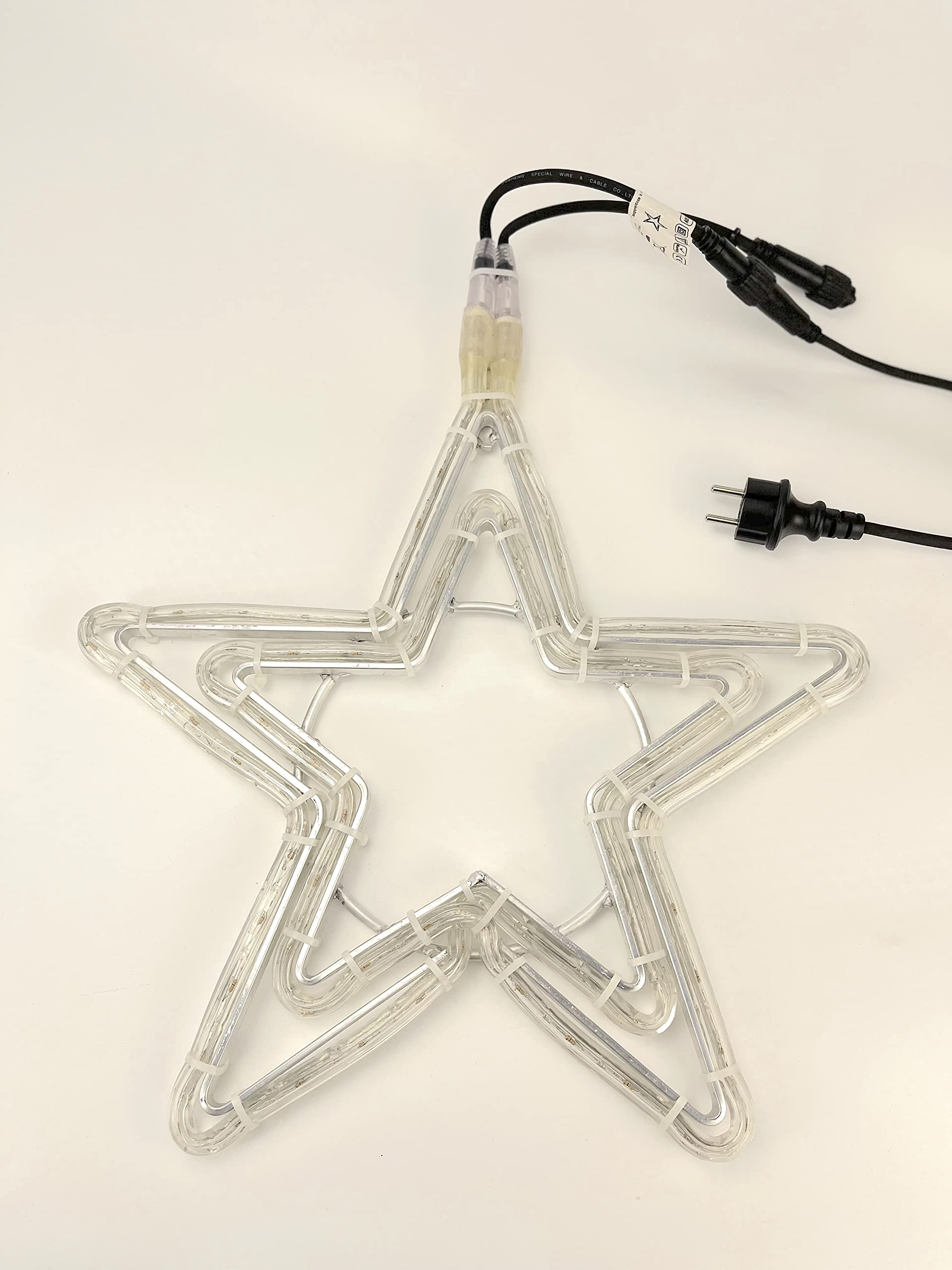 Profi Serie - Étoile LED de Noël, extérieur et intérieur, blanc chaud, 42 x 40 cm, double couche, étanche IP65, cadre en aluminium inoxydable, dimmable, fenêtre, balcon, jardin, décoration