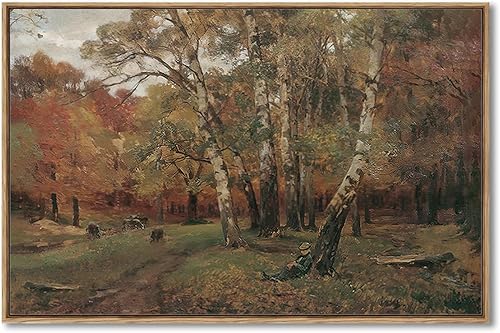 AIMAILON Vintage Framed Canvas Wall Art Home Decoration Retro Scenery Artwork De