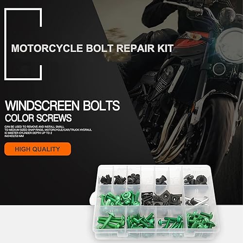 Miniatura 2 de Kit de pernos de carenado para motocicleta, 177 piezas, 2 tamaños, M5 M6, kit de pernos de carenado para parabrisas de motocicleta, tornillos de
