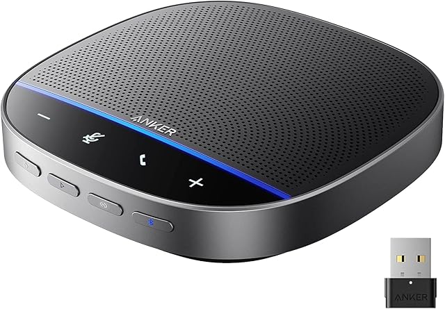 Anker PowerConf S500 Speakerphone with Zoom Rooms and Google Meet Certifications, USB-C Conference Speaker, Bluetooth Speakerphone for Conference Room, Conference Microphone with Premium Voice Pickup