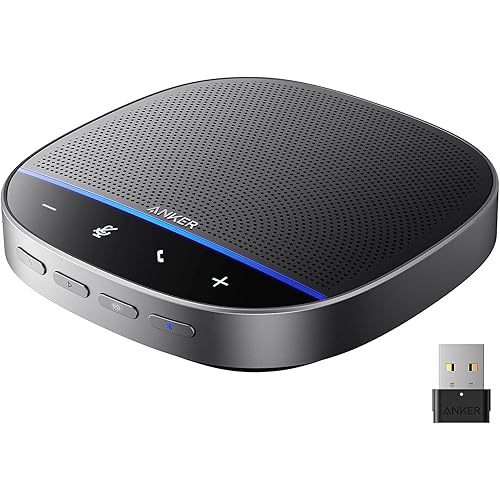 Anker PowerConf S500 Speakerphone with Zoom Rooms and Google Meet Certifications, USB-C Conference Speaker, Bluetooth Speakerphone for Conference Room, Conference Microphone with Premium Voice Pickup