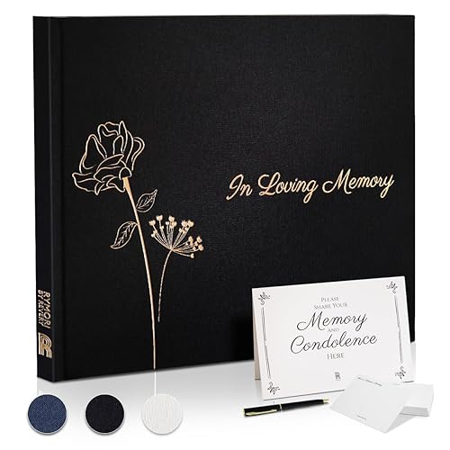 Revery Funeral Guest Book for Memorial Service - with Pen,