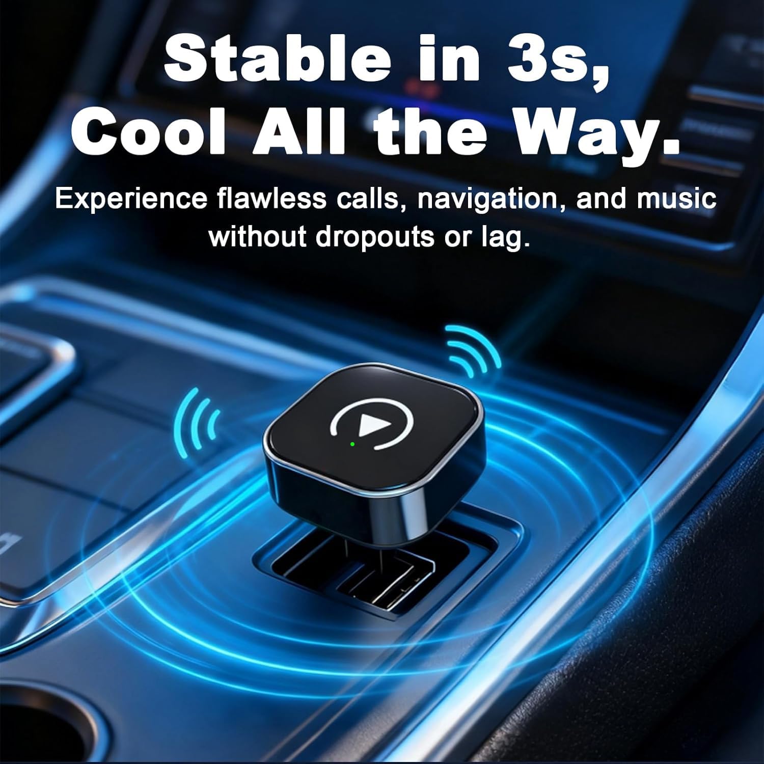 2 en 1 Adaptador CarPlay Inalámbrico, CarPlay Cableado a Inalámbrico, para Coches con CarPlay/Android Auto, para iPhone iOS 10+ & Android 11+, Compacto y Estable Bluetooth Car Play Wireless Adapter — view 3