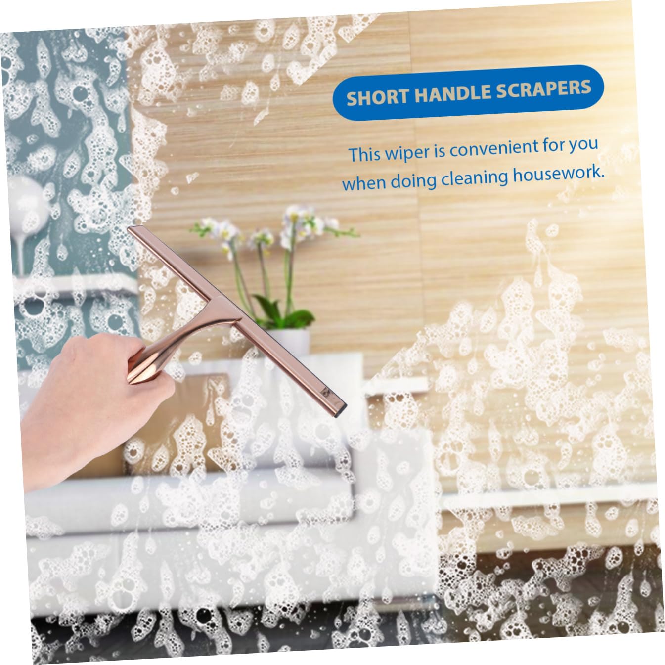 FOMIYES Limpiacristales Metálico Multiusos Mango de Silicona de Ventanas para Baño Ducha y Automóvil Herramienta de Limpieza Resistente Hogar