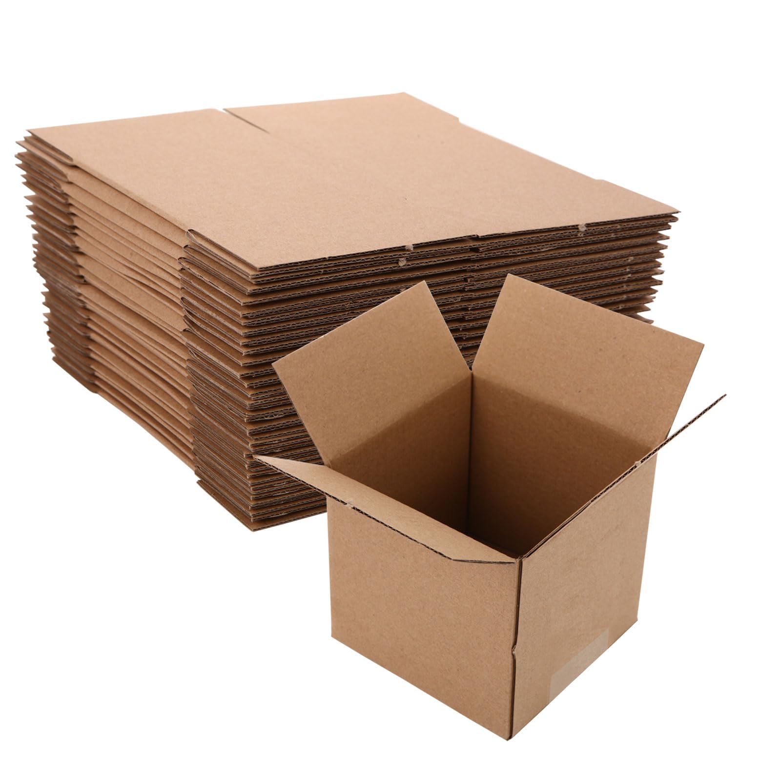 MYSLIMZE 25 Packs 4"x4"x4" Small Kraft Cardboard Shipping Boxes for Mailing, Packing and Storing (4x4x4)