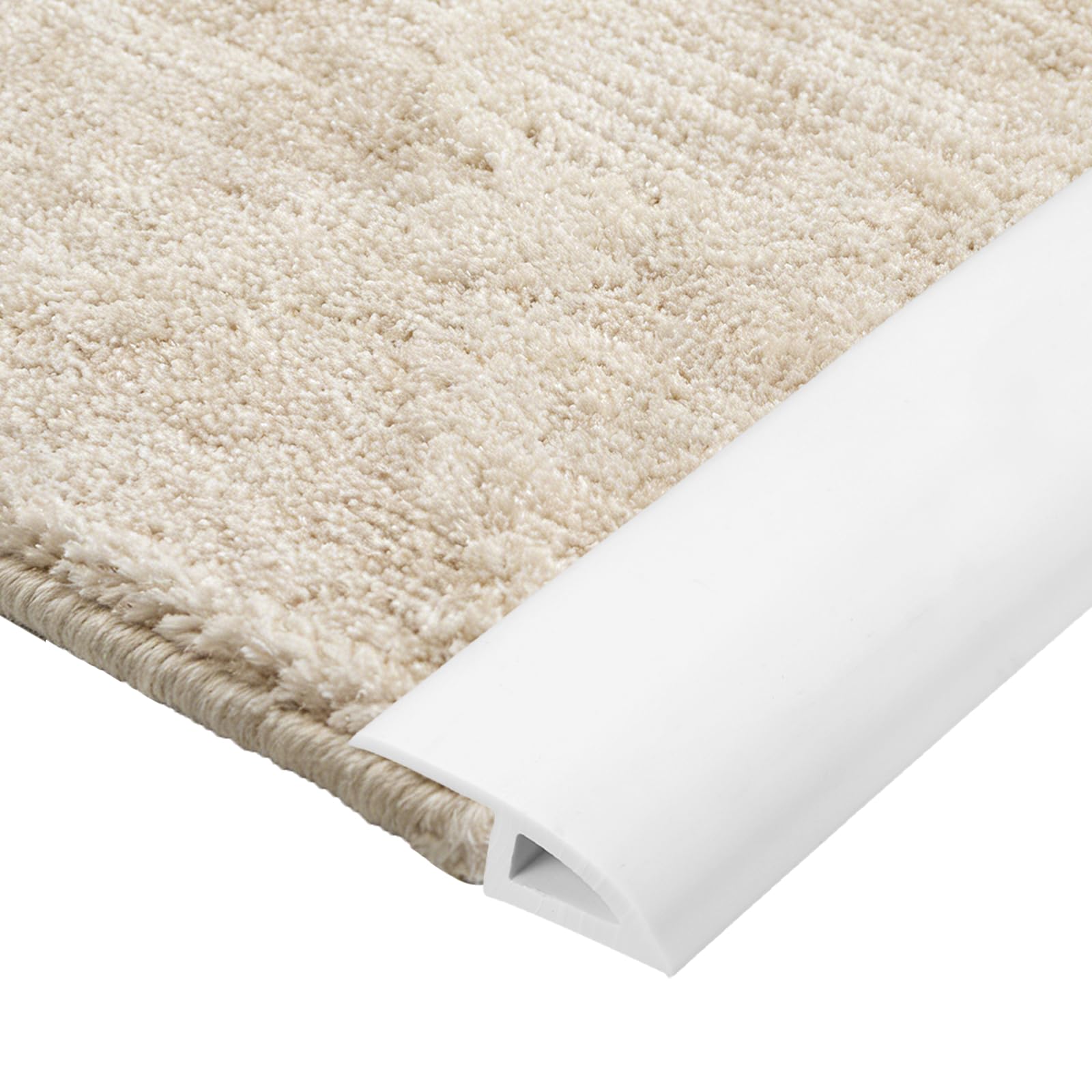 sourcing map Floor Transition Strip, 6.4FT x 1.3" x 0.47" PVC Self-Adhesive Carpet to Tile Transition Strip Carpet Edge Strips Laminate Edge Trim for 7-10mm Thickness Uneven Surfaces, White