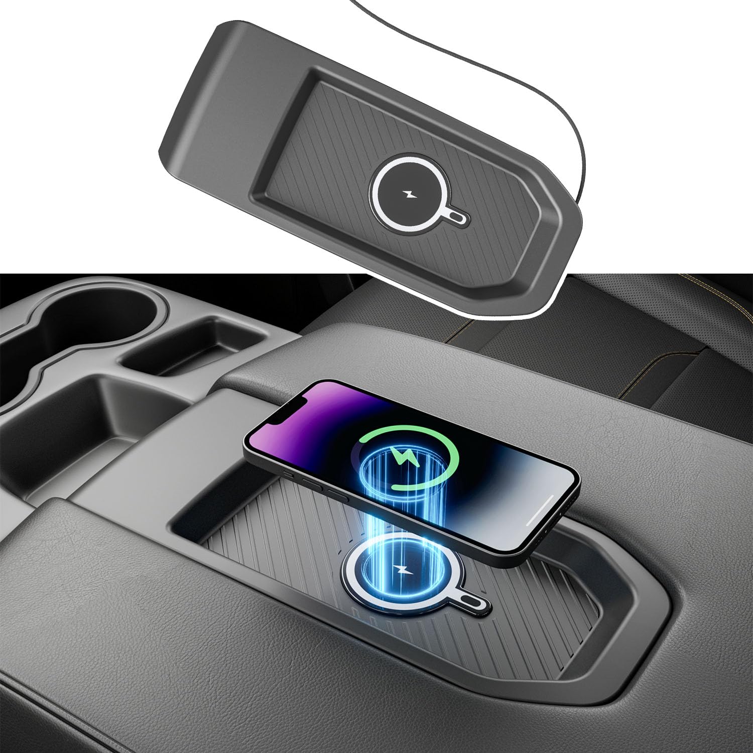 Magnetisches kabelloses Ladegerät, kompatibel mit Chevy Silverado GMC Sierra 1500 19-26 2500HD 3500HD Wireless Charger Tray Jump Seat Ersatz für Chevy Silverado Zubehör