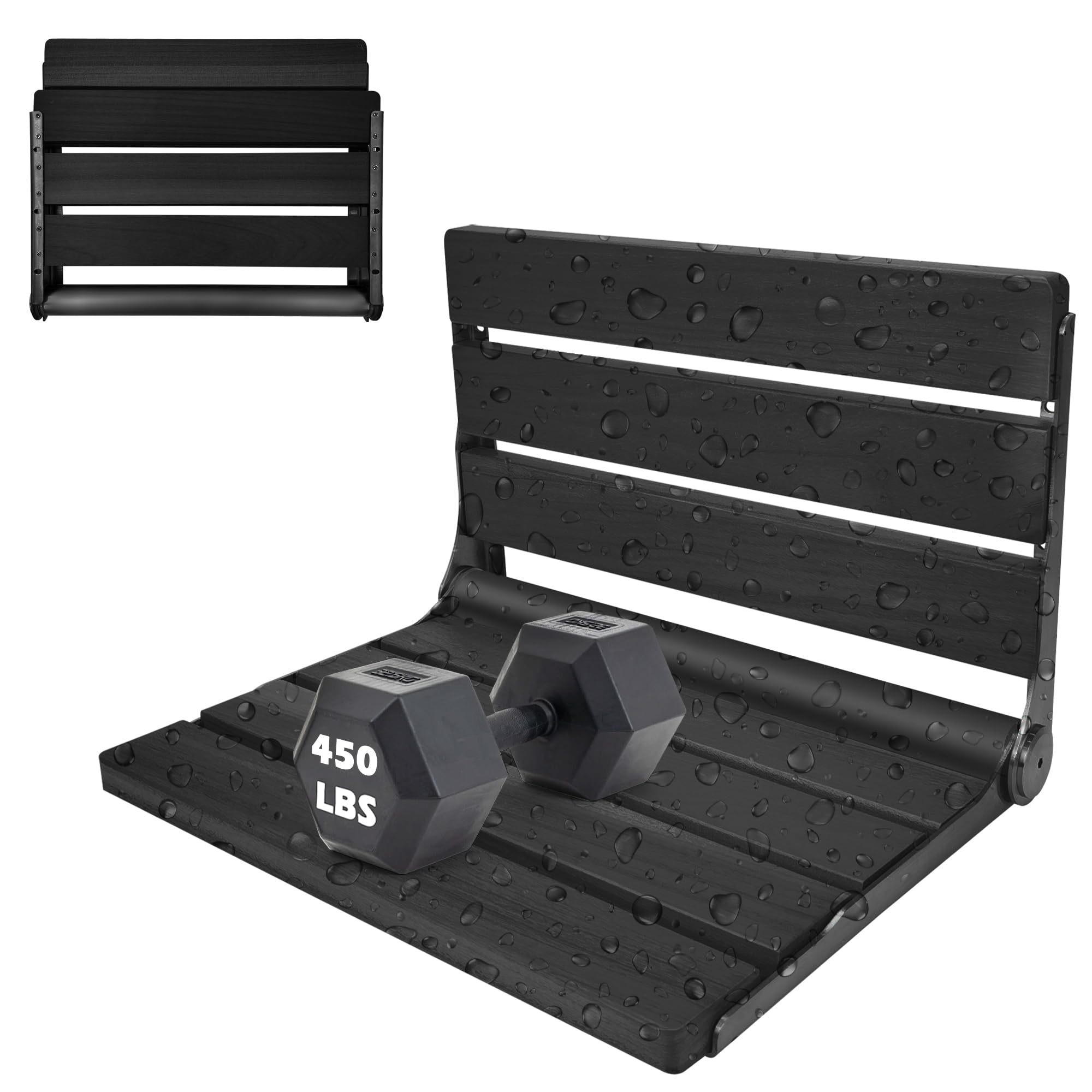 Folding Shower Seat Teak, Folding Shower Seat Wall Mounted, Foldable Shower Chair for Home Care
