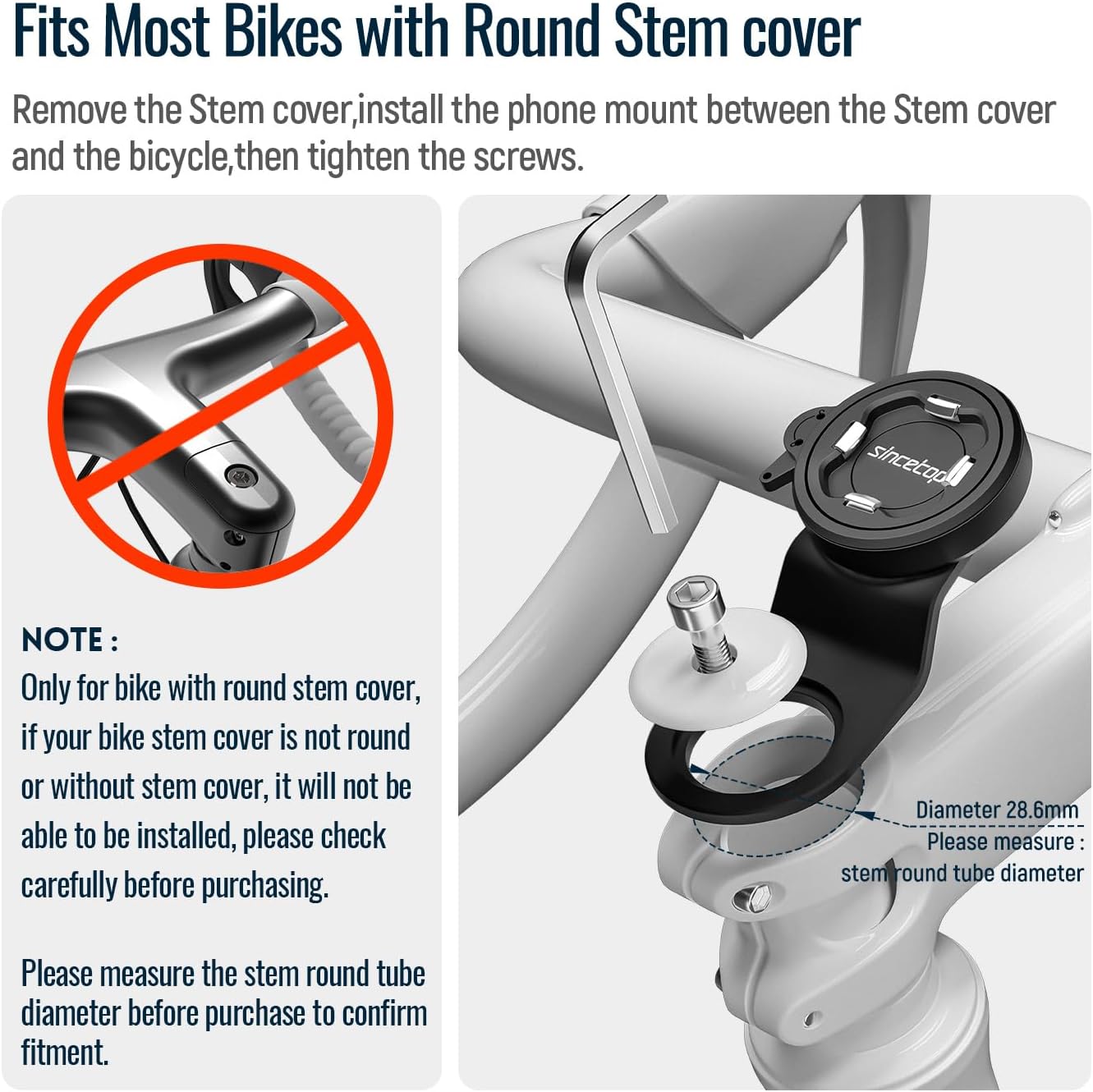 Bike Phone Mount,Mountain Bicycle Stem Cell Phone Holder,Universal Aluminum Handlebar Phone Clamp,MTB Road Bike Cycling Mobile Phone Clip,Quick Attach/Release 【Series C-2nd Gen】