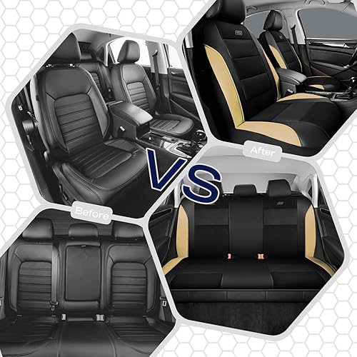 Miniatura 6 de Skechers Fundas de asiento de espuma viscoelástica y refrigeradas por aire, cuero de primera calidad con fundas de asiento de automóvil de malla